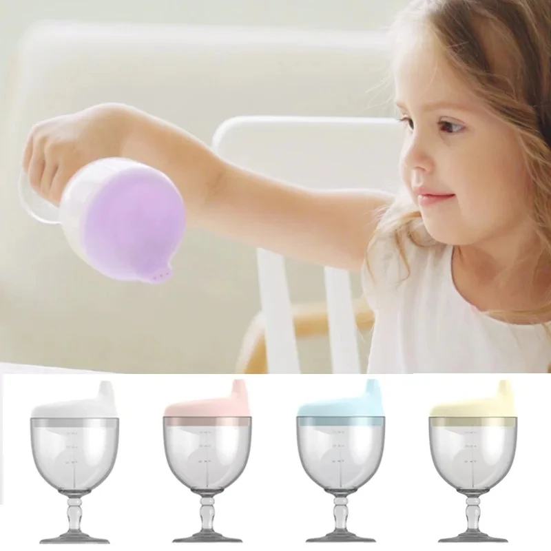 150ml Baby Infant Learning Drinking Bottles Creative Wine Glass Shaped Kids  Nursing Bottle Feeding Goblet Duckbill Cup
