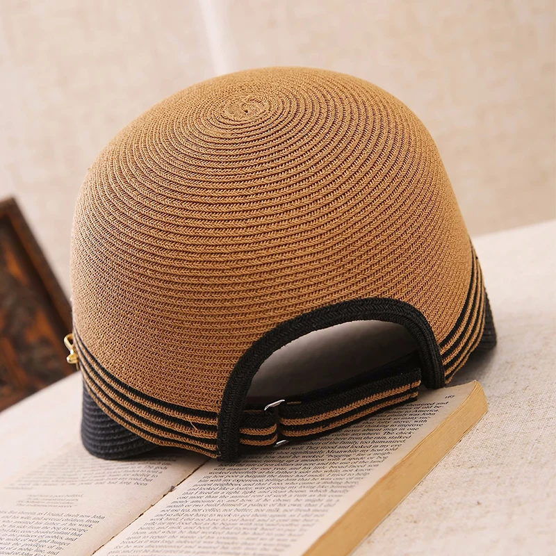 Wholesale Summer Women Straw Sun Visor Hats High Quality Fine Grass UV Protection Large Brim Equestrian Floppy Straw Beach Hat