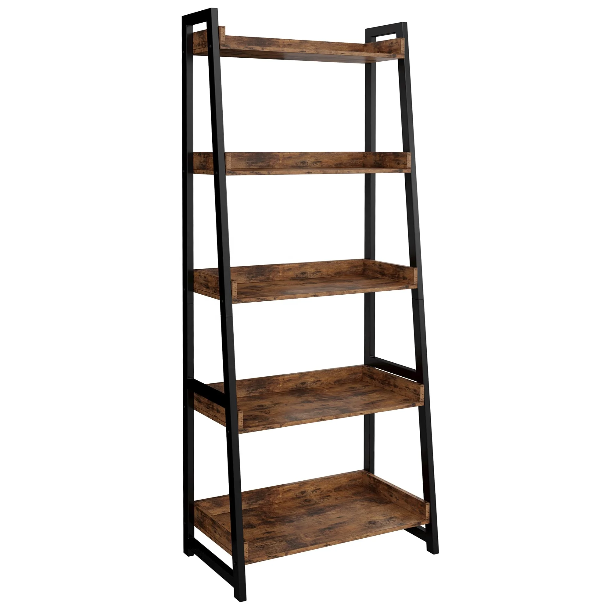 Custom 5-Tier Storage Rack Narrow Corner Bookshelf Wooden Bookshelf Display Wooden Shelves for Living Room