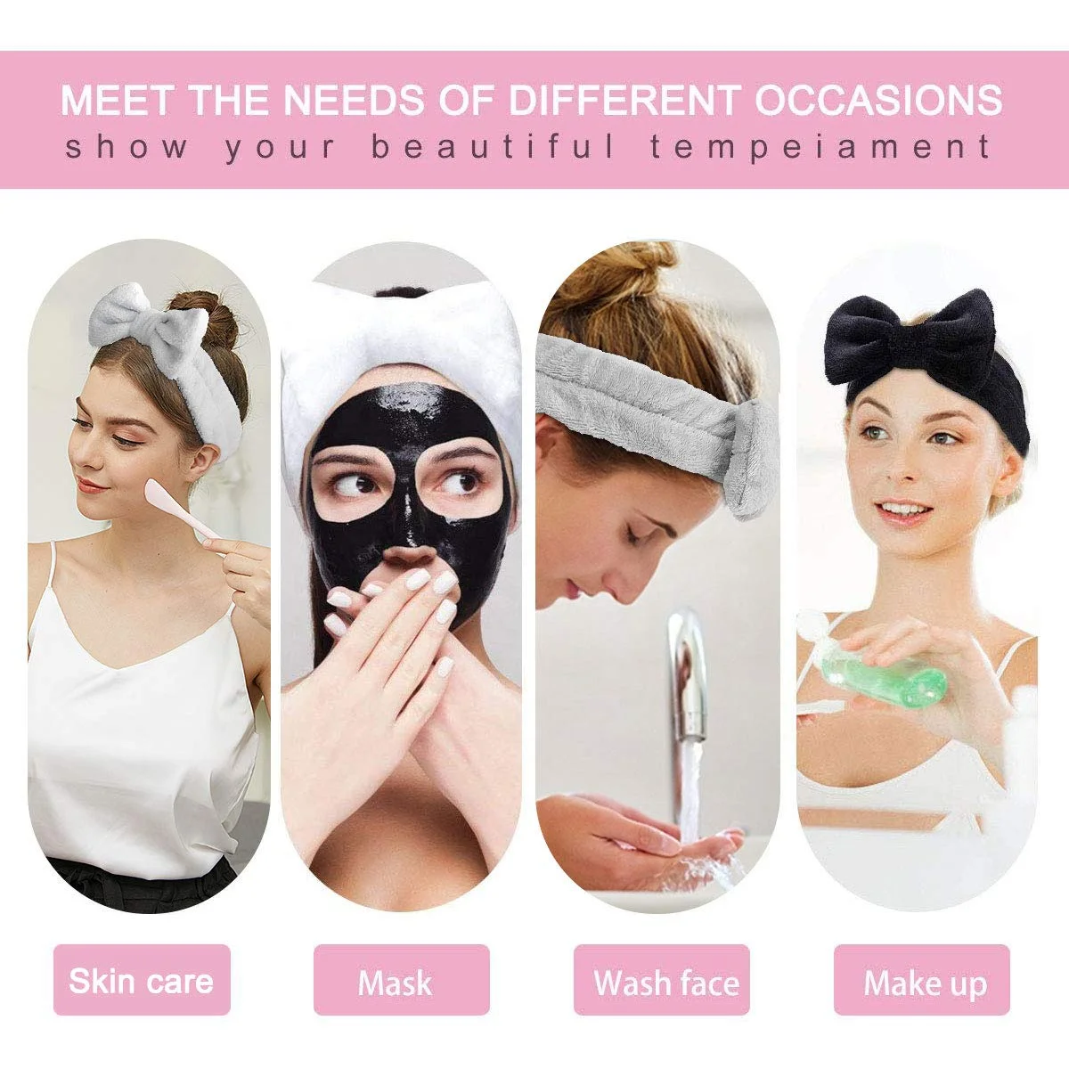 High Quality Elastic Hair Band Colar Fleece Fabric Dots for Make up and Face Cleaning