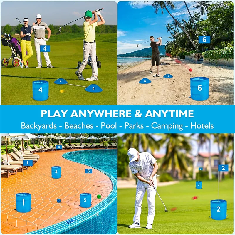 Factory Price Portable Outdoor Backyard Beach Golf Yard Game Bucket Golf Game 6-Hole Set Golf Chipping Game for Adults Family