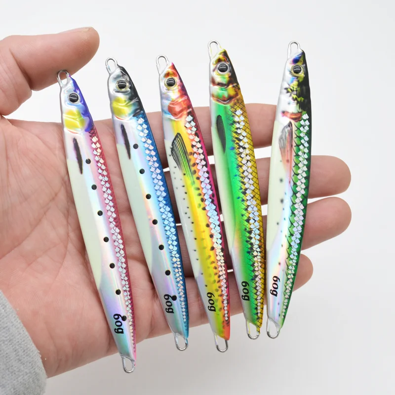 JIGGINGSOUL-RTS-318-60g80g 3D Bionic printed Mackerel Needle  Speed scale Saltwater Jigging  Vertical Jig noctilucent luminous