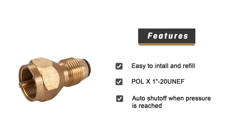 Brass BBQ Grill Parts Propane Gas Refill Adapter for 1LB Throwaway Gas Bottle Cattridge