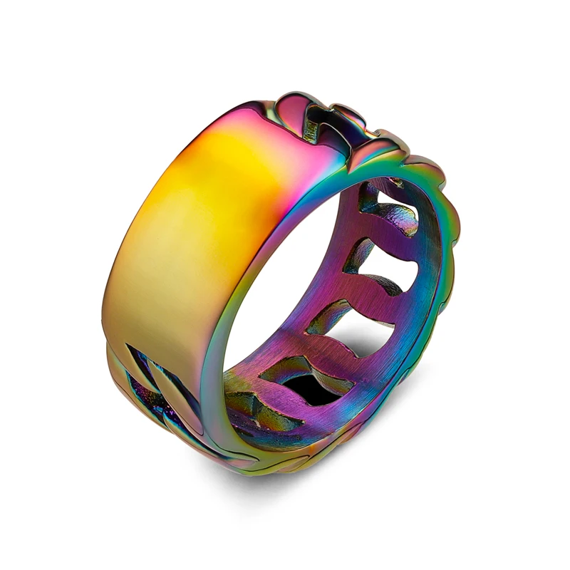 Customized 18k gold plated stainless steel summer hollowed out jewelry signature ring gold from  Chinese jewelry factory