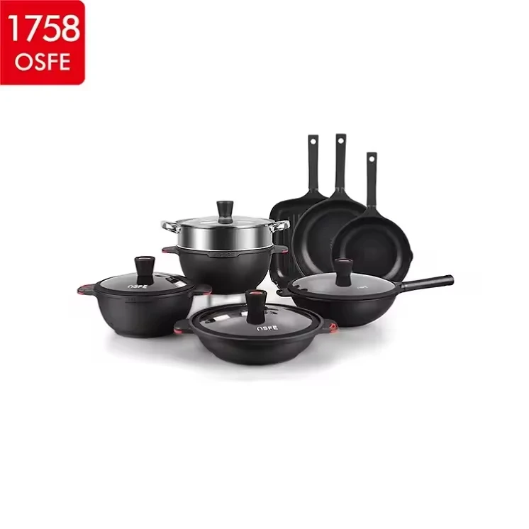 Cheap Price Stone-Derived Coating Diecast Aluminum Kichen Casserole Pot Non-Stick Cookware Sets With Steamer