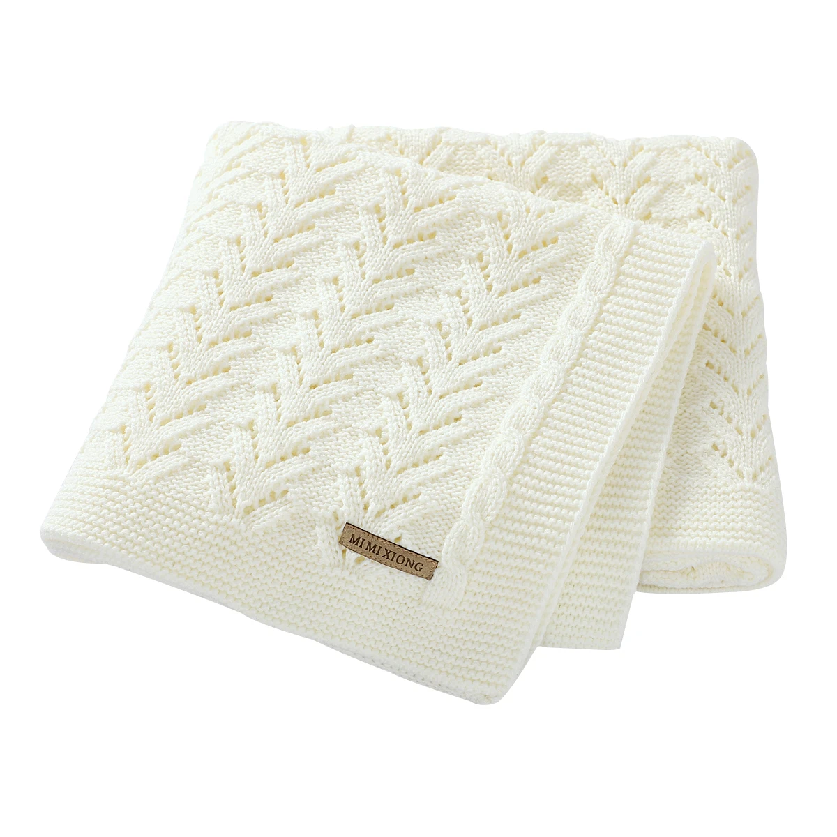 Custom Logo Rts White Crochet Knitted Blankets for Babys