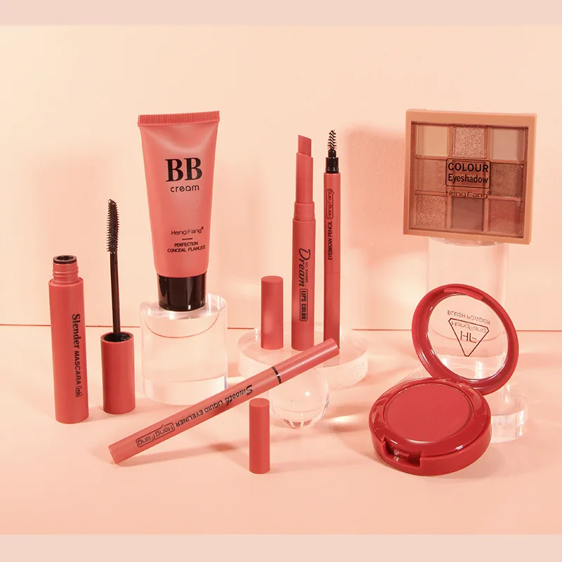 Hot sale high quality BB cream lipstick eye shadow powder blusher full set of makeup set