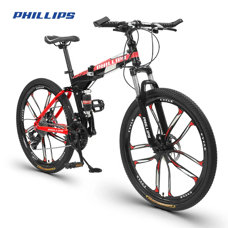 Phillips Wholesale 21-30speed Folding Mountain Bike 24/26 Inch Front And Rear Shock Absorption Off Road Mountain Bike