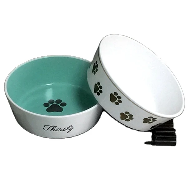 Wholesale Small White Stoneware Customized Cute Food Feeders Ceramic Water Pet Cat Dog Bowl