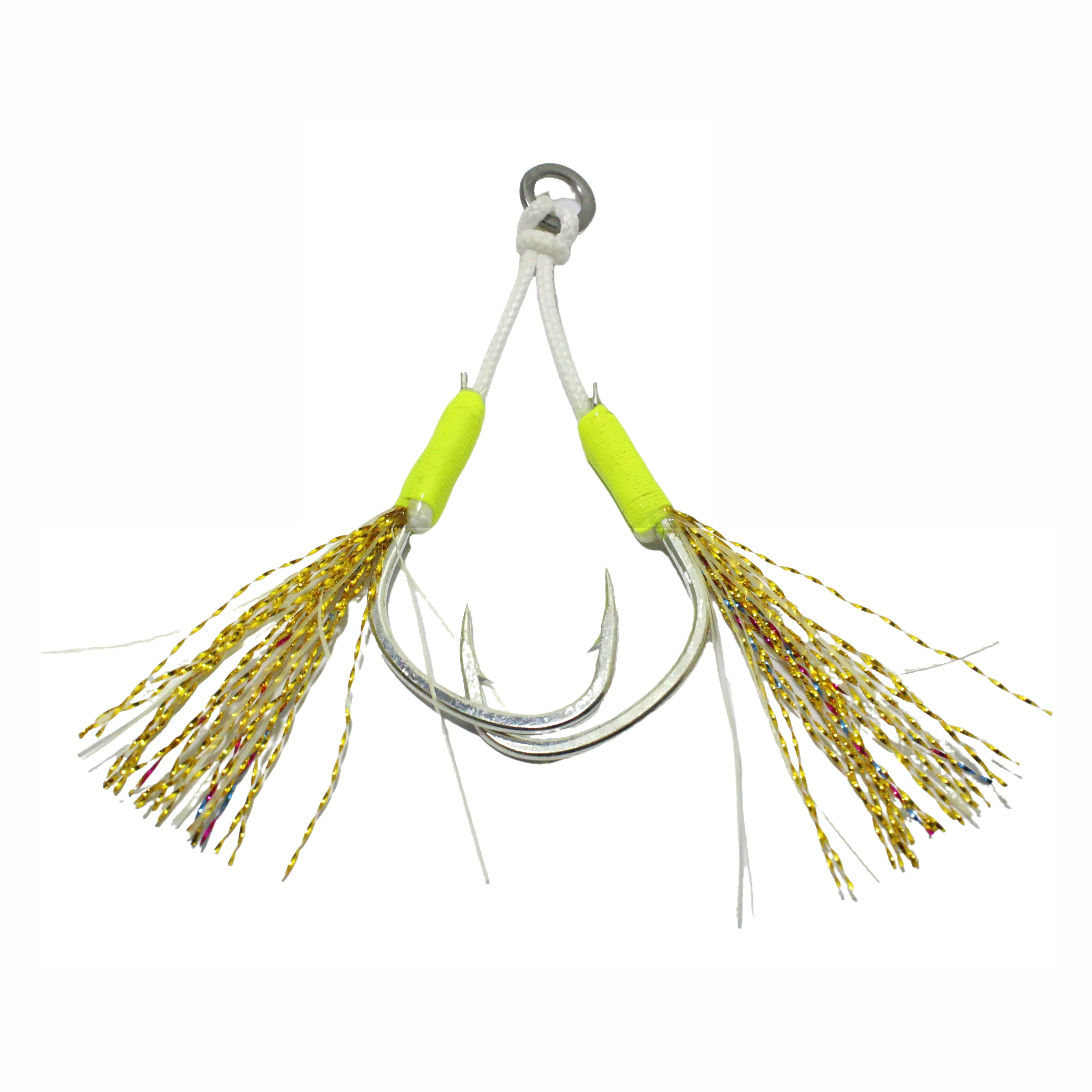 Double Assist Jigging Hooks High Quality Carbon Steel Sea Fishing Hook Super Strong Luminous Silk With Epoxy