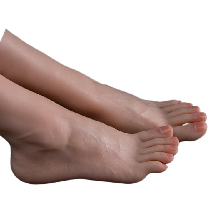 TG3908 Platinum Silicone Feet Female Practice Mannequin Foot With Flexible and Soft Toes Anklet Display Mannequin Shape