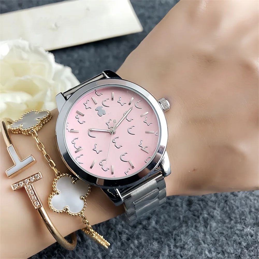 Luxury Stainless Steel Famous Brand Ladies Wrist Watch Bear Logo Women Men Quartz Watches for 2024 Relojes de acero inoxidable