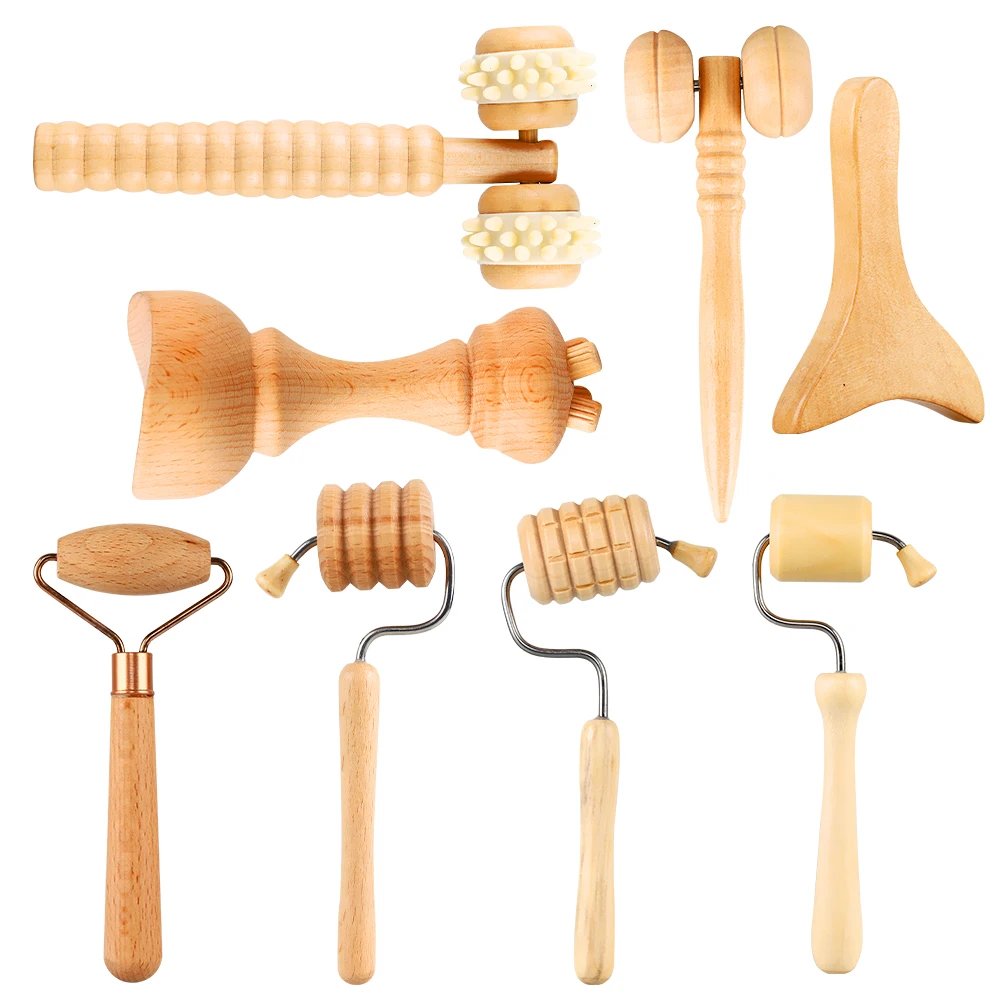 Anti Cellulite Massager Wood Wooden Therapeutic Massage Tool Lymphatic Massage Wooden Face Tool