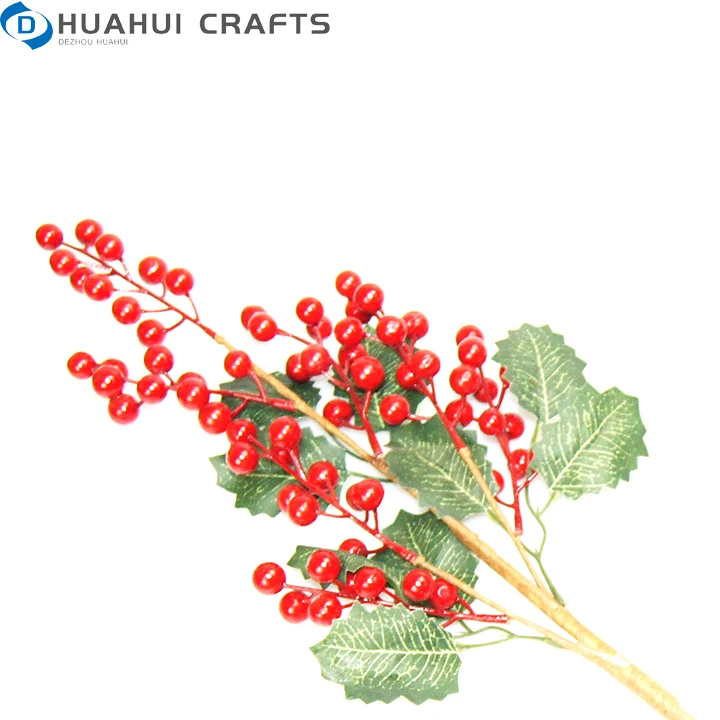 Christmas decoration flower arrangement white edge leaves red fruit string cuttings home decoration