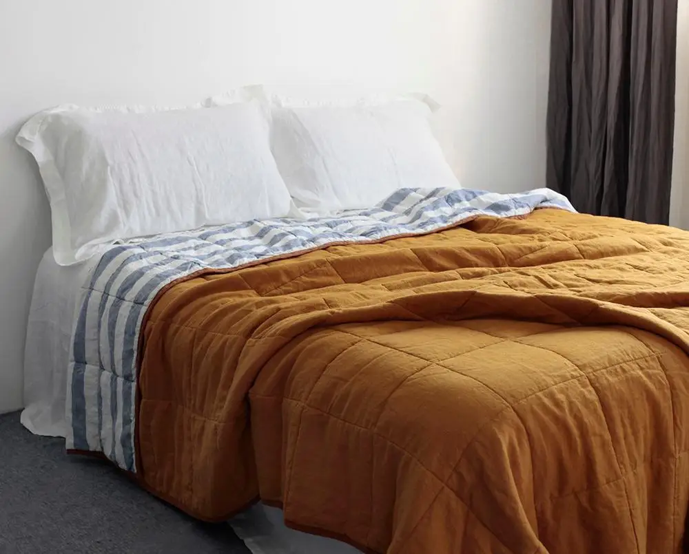 100% waffle linen blanket linen bedding soft waffle linen blanket