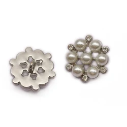High Quality Custom Shape Decorative Metal Zinc Alloy Pearl 18mm Garment Shank Button For Clothes