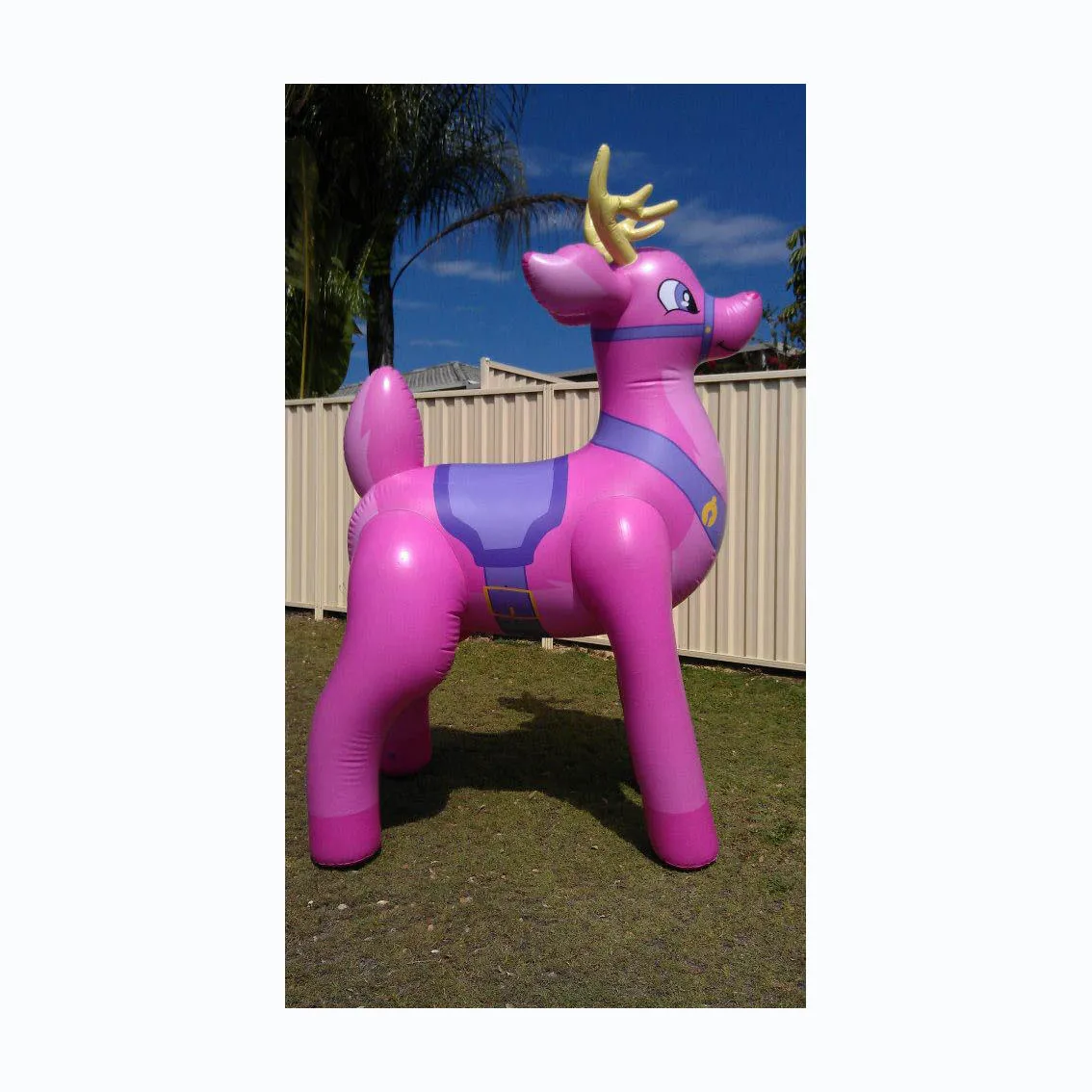 pink pvc inflatable reindeer model party inflatable animal toys durable ride on toys for sale