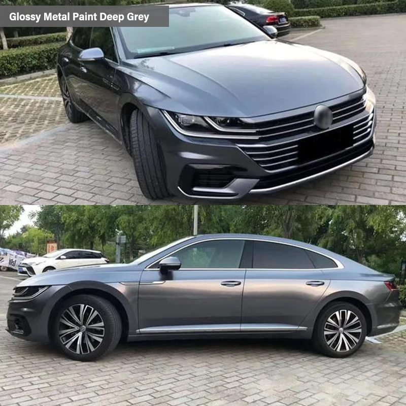 PVC Glossy Metal Film Super Glossy bright Dark grey change film covering tinted sticker wrapping car vinyl wraps