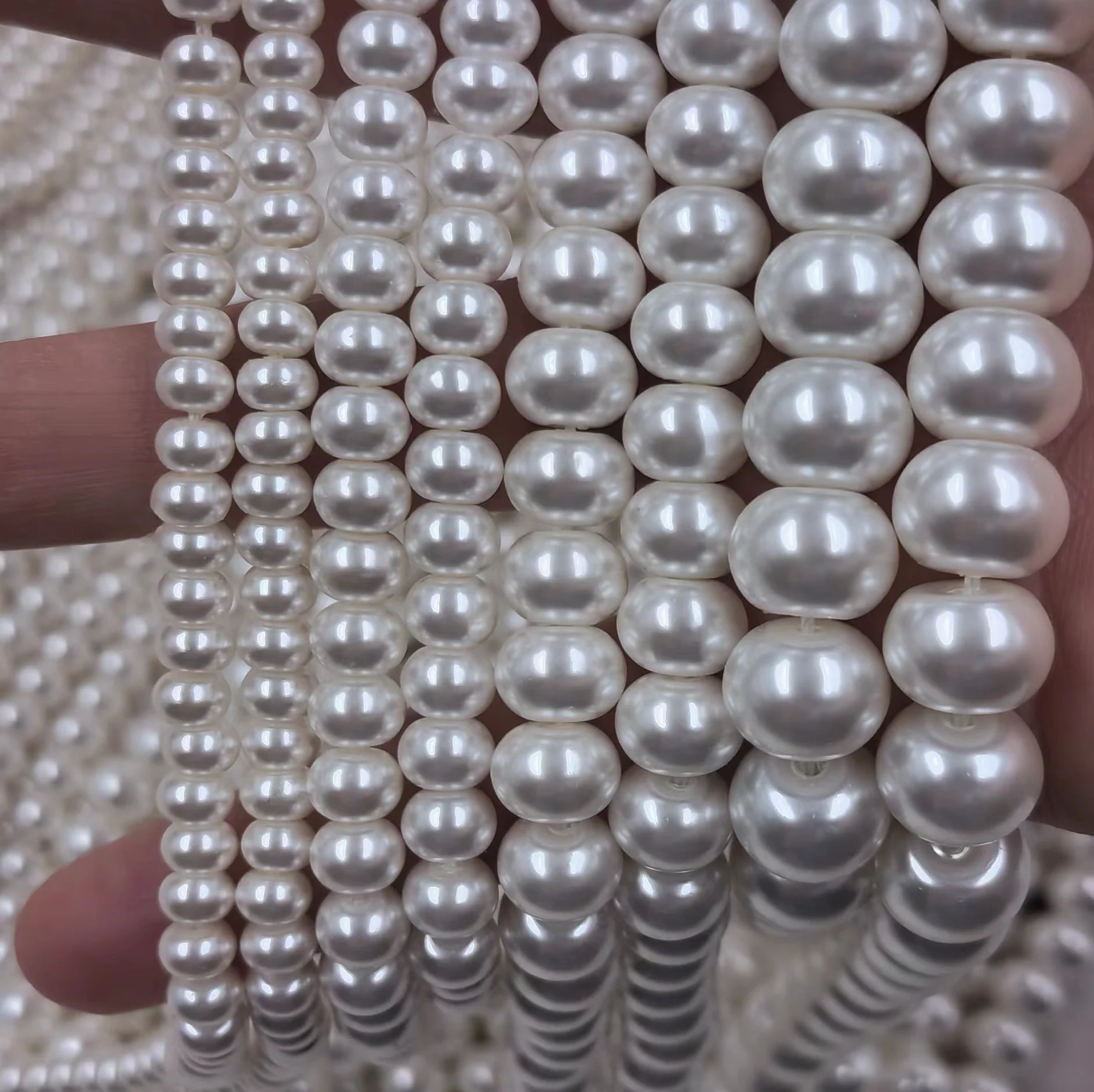 2x4mm 3x5mm 4x6mm 6X8mm Stock White Color Abacus Shape Crystal Pearl Beads Strand Disc Glass Pearl For Diy Chain Jewelry Making