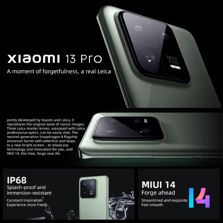 Newest Original Xiaomi 13 Pro 50MP Camera 12GB+512GB In-screen Fingerprint Identification Wireless Charging Function NFC 5G