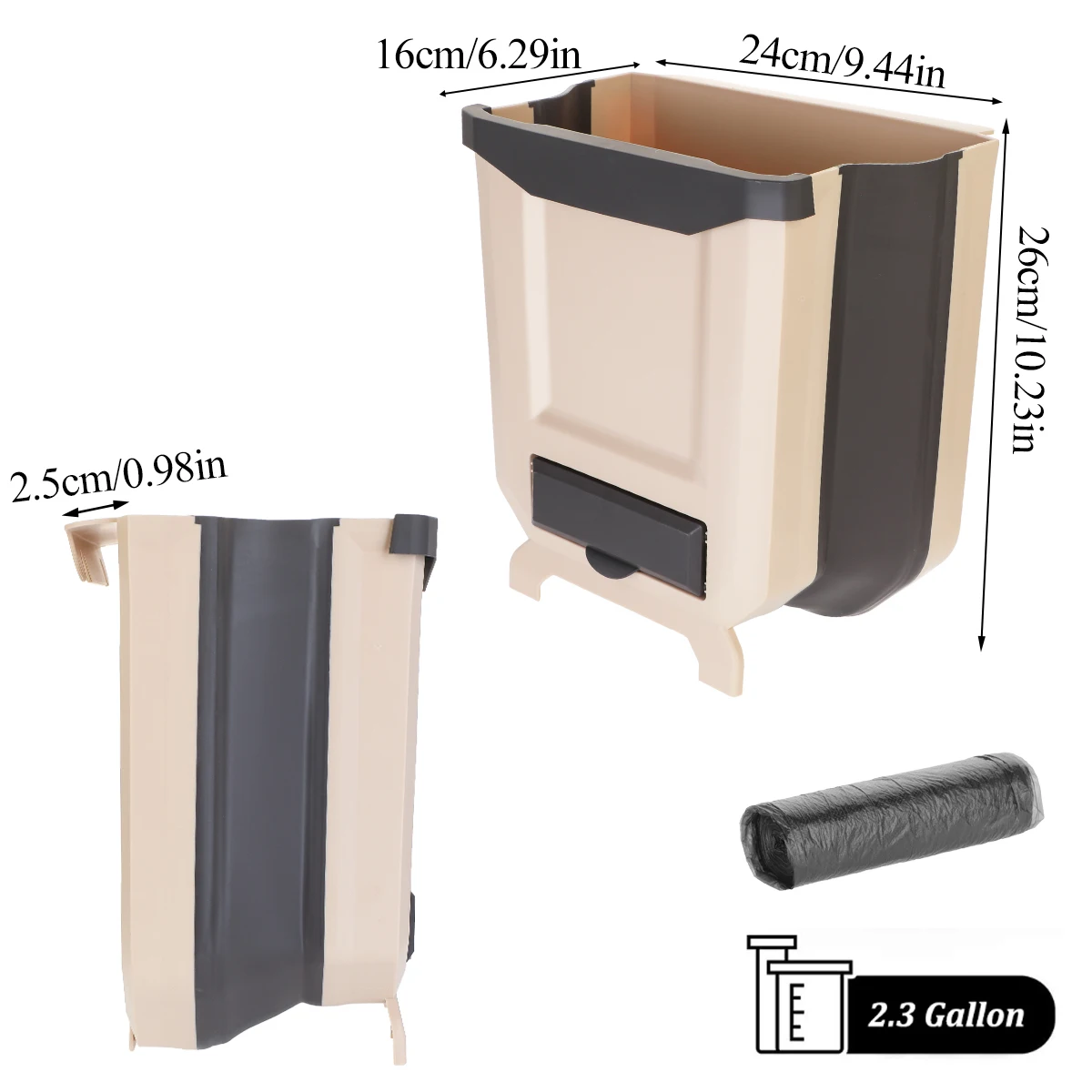 Foldable Kitchen Hanging Dustbin Wall Mounted Folding Car Bin Door Trash Garbage Trash Can Cleaning Cabinet Hanging Trash
