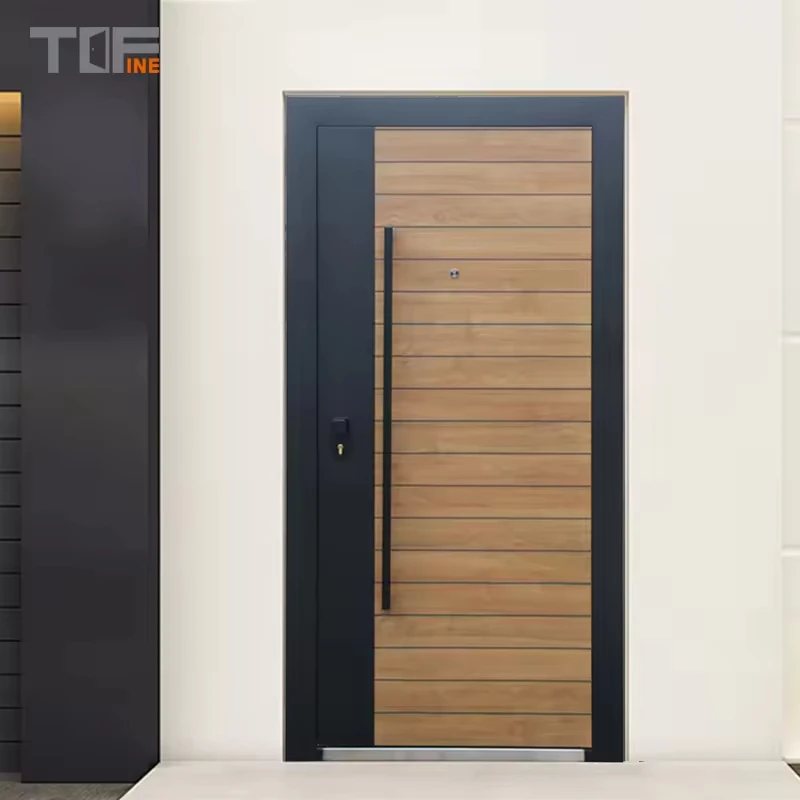 Security Steel Safety Door Iron China Brand Black Color Grill Swing Graphic Design Modern Villa Exterior Hotel Apartment