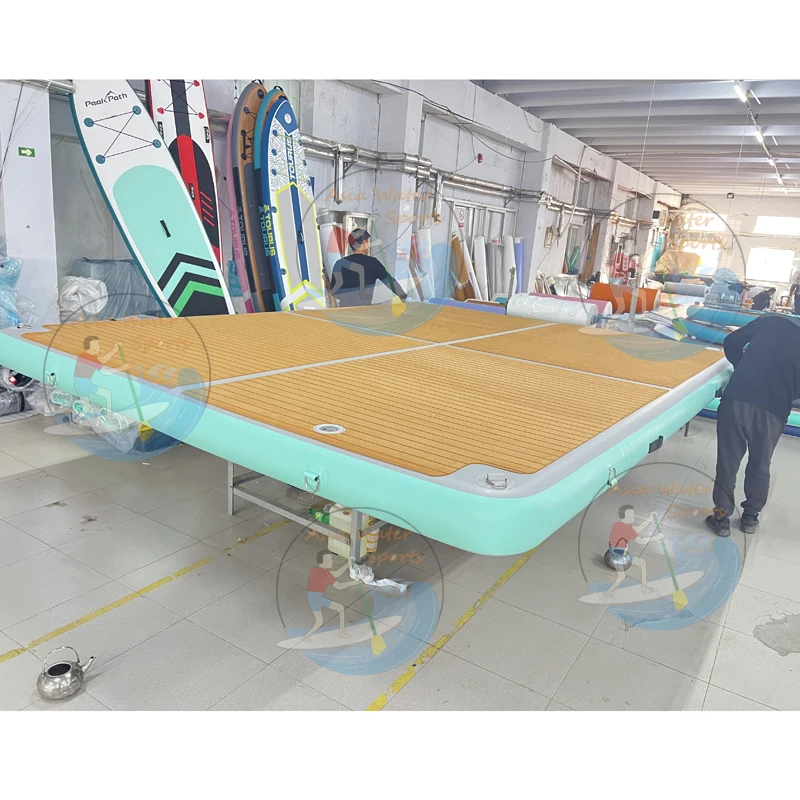 Non slip teak EVA dock floats inflatable water play swimming yacht boating island equipment floating dock platform