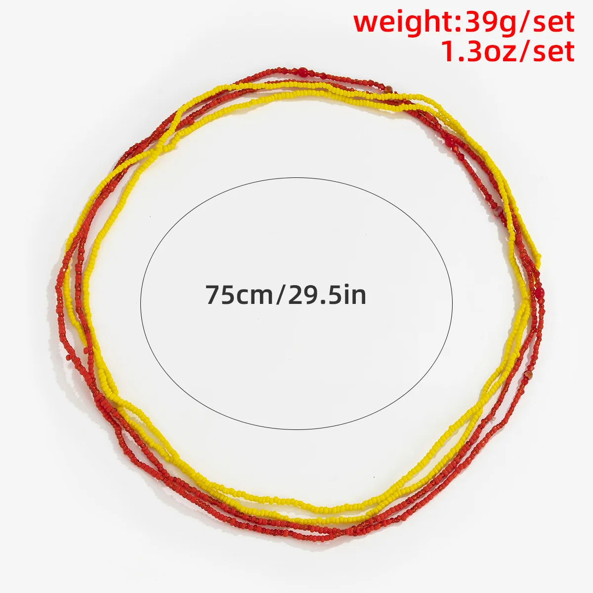 
Bohemian 4pcs Set Red Yellow Seed Beads Body Chain Elastic Colorful Irregular Seed Beads Waist Chain For Women 