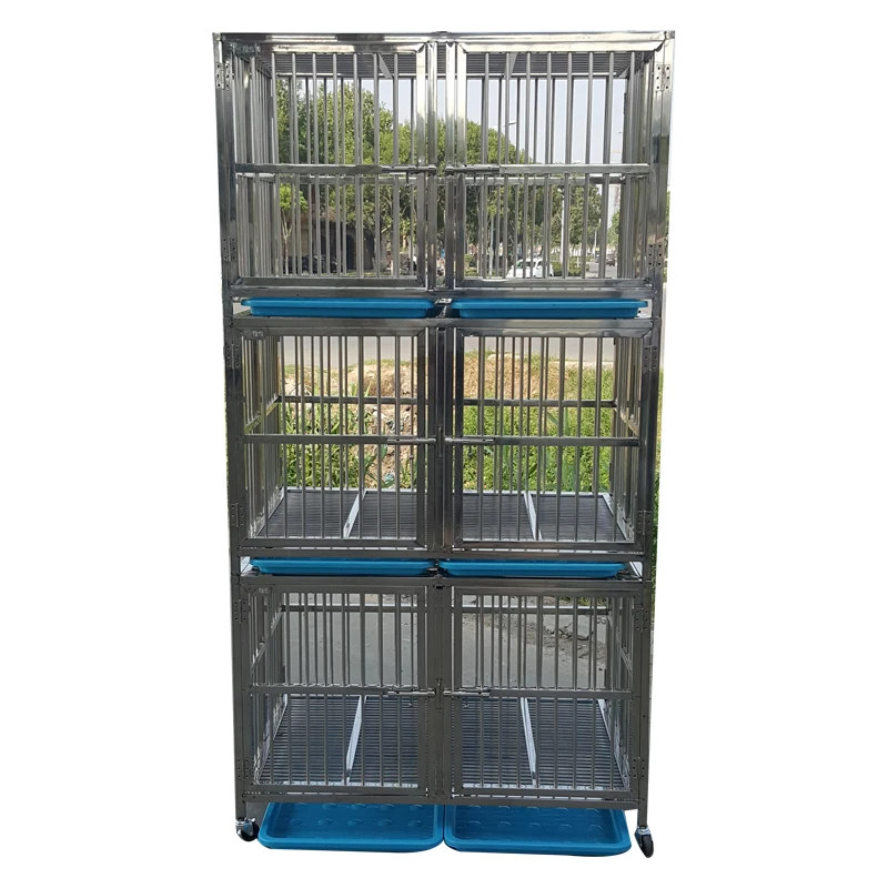 Three layers and six doors stainless steel foldable dog cage modern luxury dog kennels