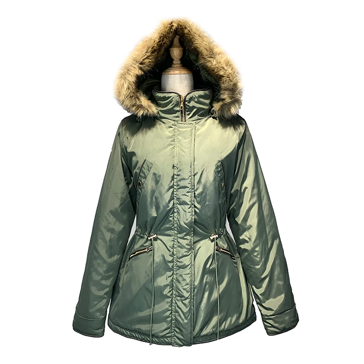 
New Style Army Green Parka Padding Jacket Winter Ladies Fur Parkas Women Coats 