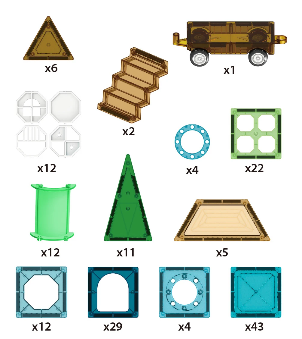 Wholesale low MOQ child DIY multi color assembly castle game 163 pieces magnetic building tiles games 3d blocks