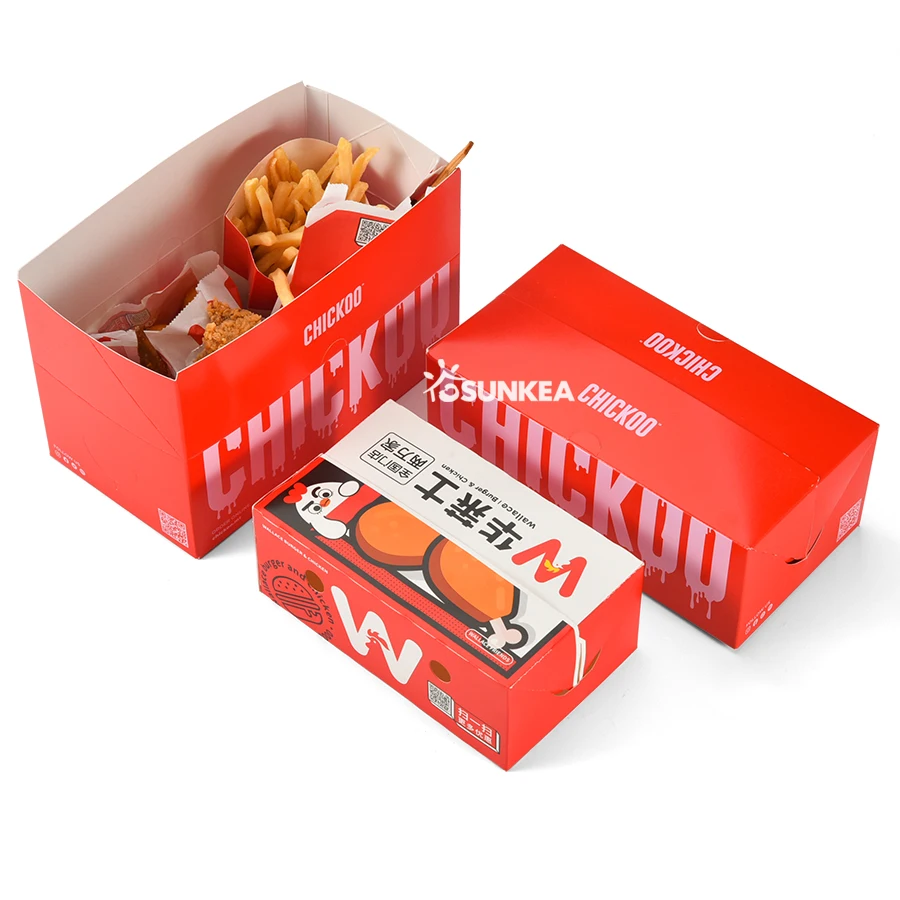 Wholesale Disposable Take Away Food Grade Customized LOGO Printing fast food fried chicken box