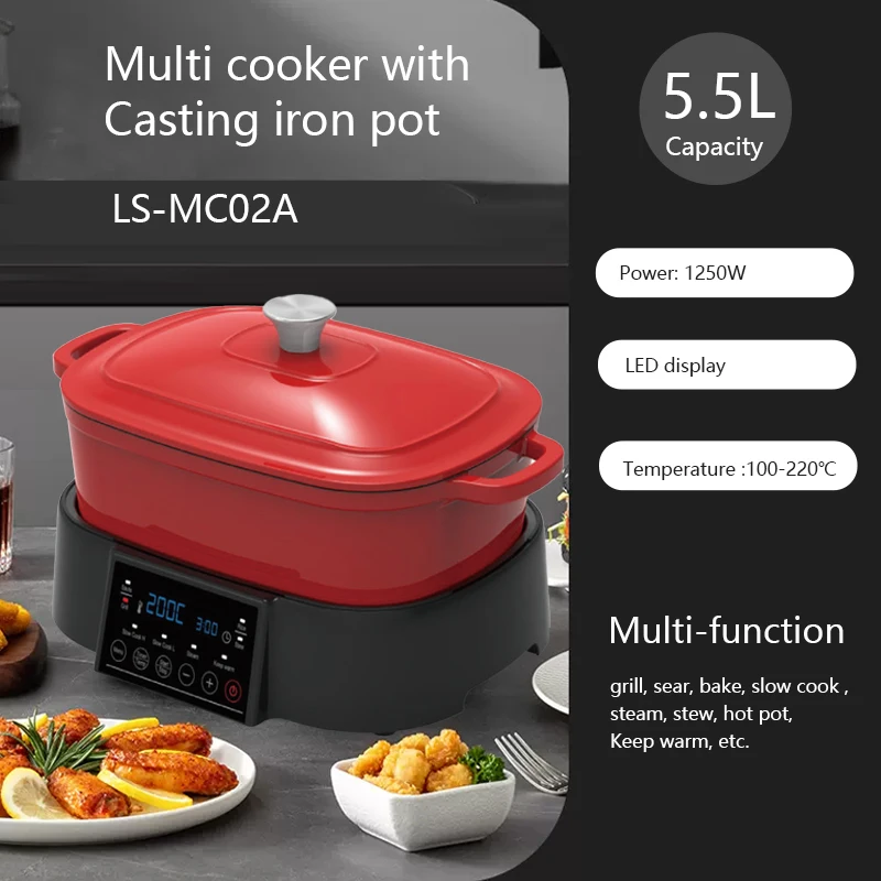 New 5.5L  Multifunction Air Fryer/multi Cooker With Digital Display Touch Control indoor air grill Air Fryer Grill