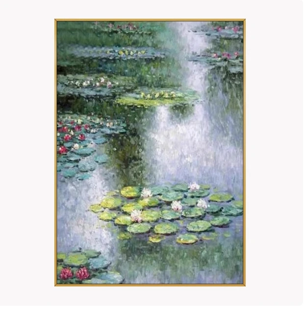 100% Handmade Oil Painting On Canvas Reproduction Impression Landscape Lily Flower Oil Painting