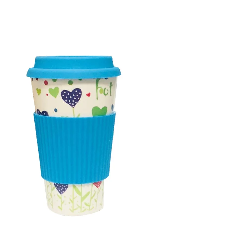 Hot-selling Custom bpa-free ecological natural coffee mug biodegradable reusable bamboo fiber coffee travel mug cup with lids