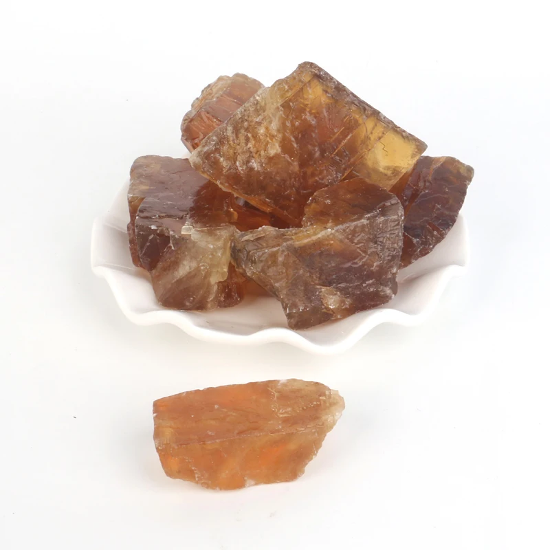 Wholesale bulk natural crystal raw amber calcite rough stone for decoration