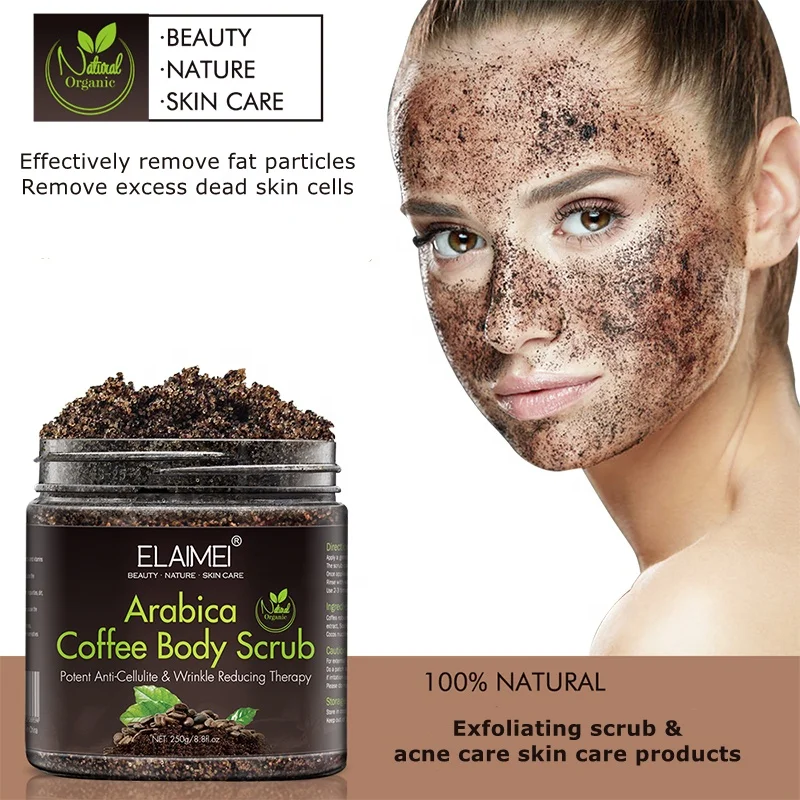 Elaimei Natural Organic Coffee Body Scrub Exfoliating Anti Cellulite and Stretch Mark treatment Scrub