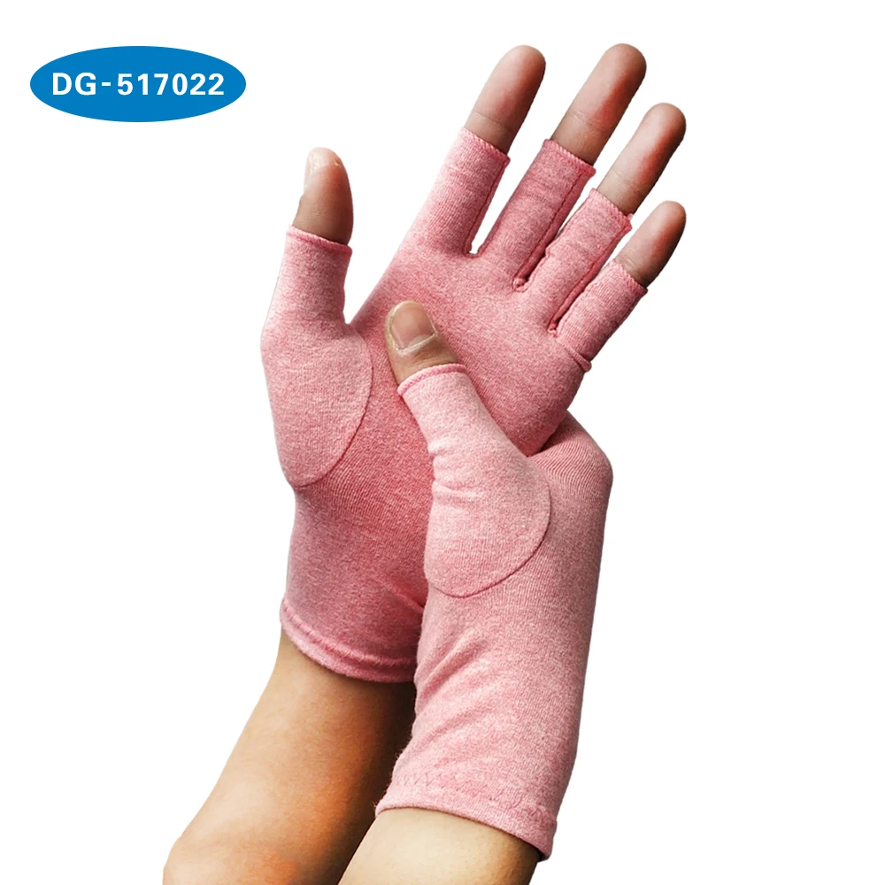 Copper Brace Pink Cotton Lycra Compression Glove For Joint Heal Therapy Arthritis Pain Relief