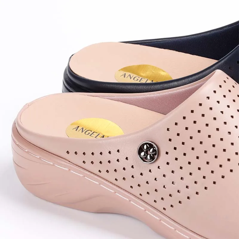 Breathable Hole Casual Women Wedge Slippers Comfortable Insole Round Toe Wedge Mules Shoes Daily Wear Dating Half Shoes