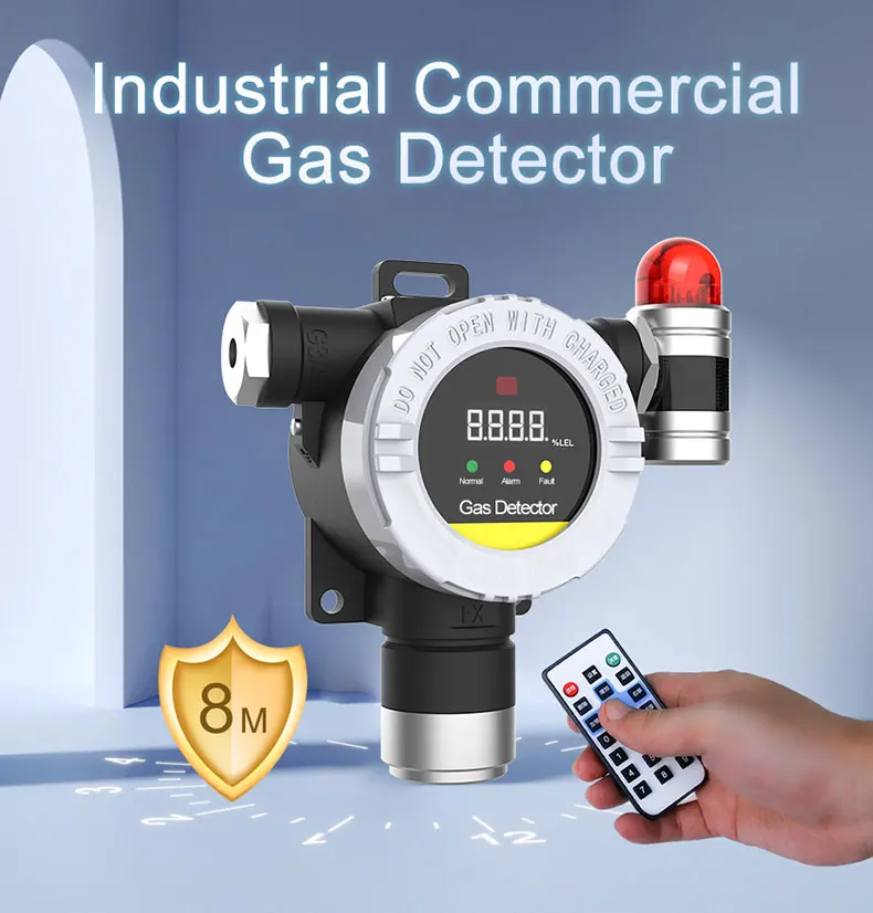OEM / ODM High Sensitive Fixed Single Gas Leak Detector Alarm With Light And Led Display