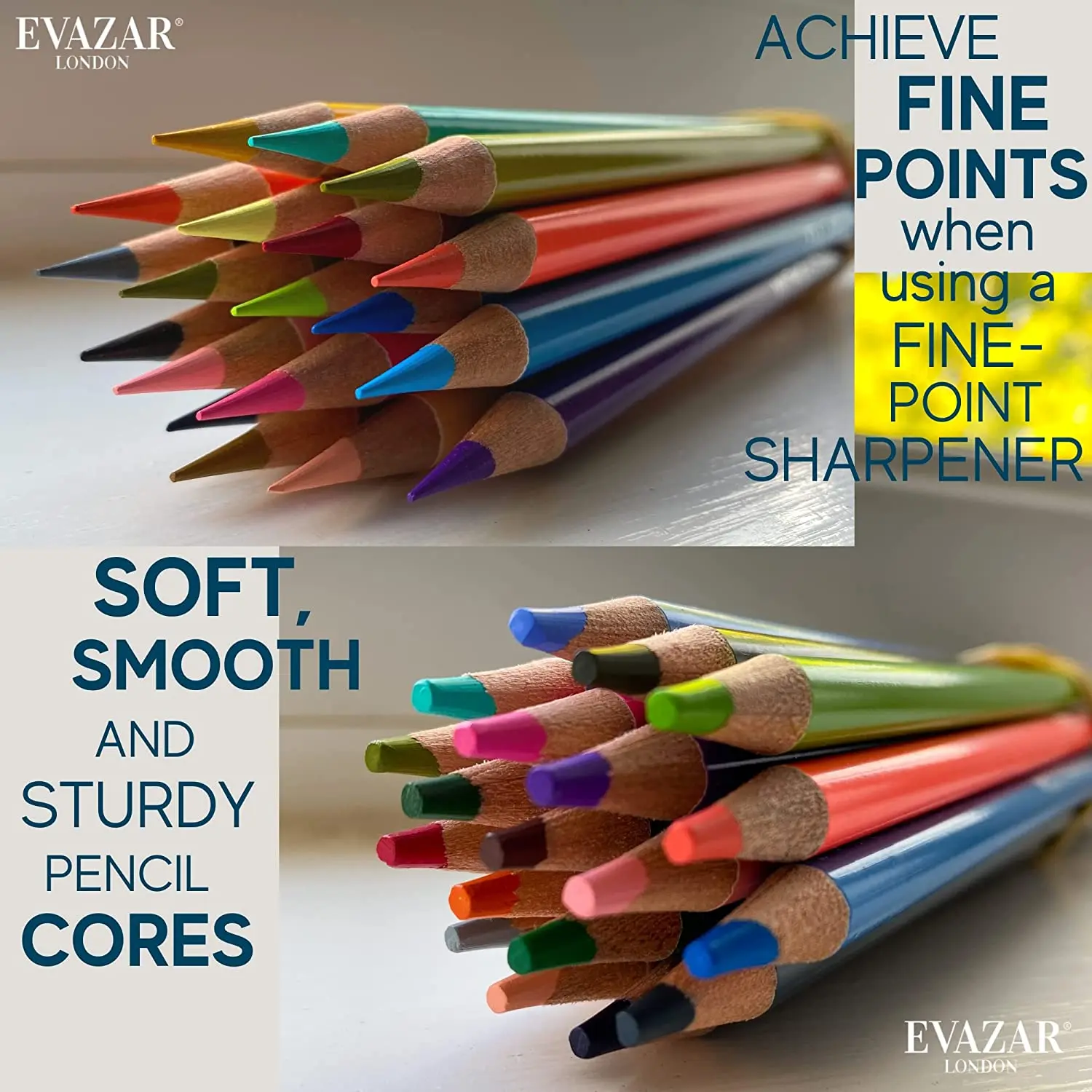 EVAZAR London Colored Pencils 130 colors Coloring Pencil Set in portable case for artist drawing