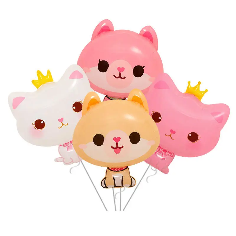 Kitten shape cartoon foil balloon cute puppy cartoon balloon angel cat balloon for baby birthday party decoration