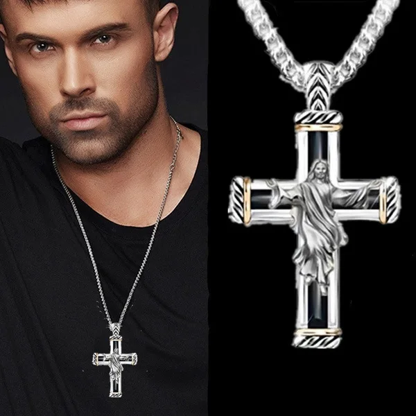Wish new European and American fashion Jesus Cross Pendant Necklace retro Jesus pendant manufacturer wholesale