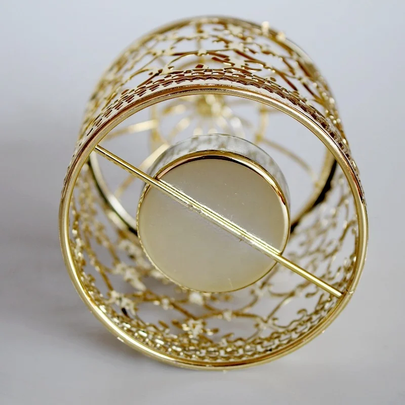 Iron art home hollow candle holder decoration bird cage home European light luxury gold candle holder