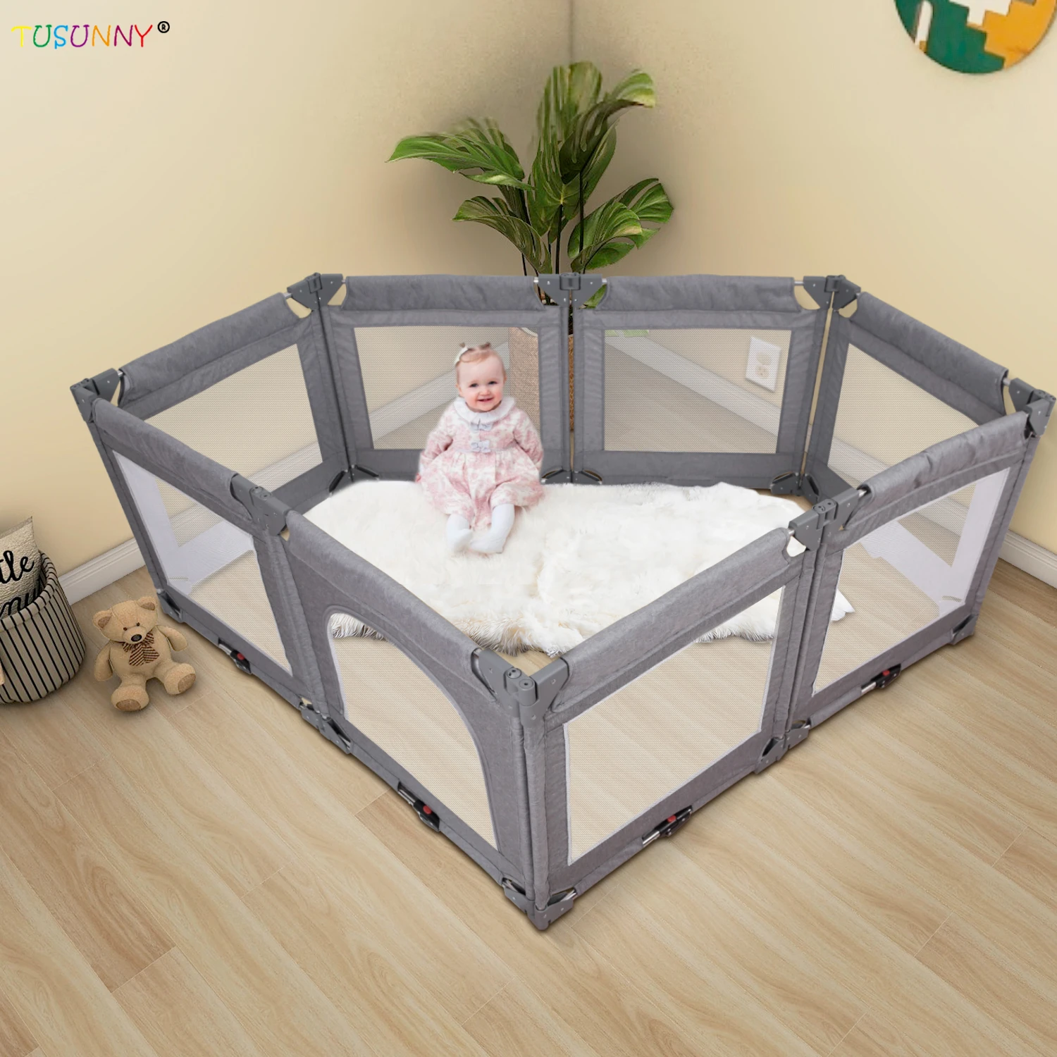 Baby Deformable Folding  Playpens Multi-Combination Toddler Playyard Indoor Foldable Game Play Yard Safety Plastic Fence Kids