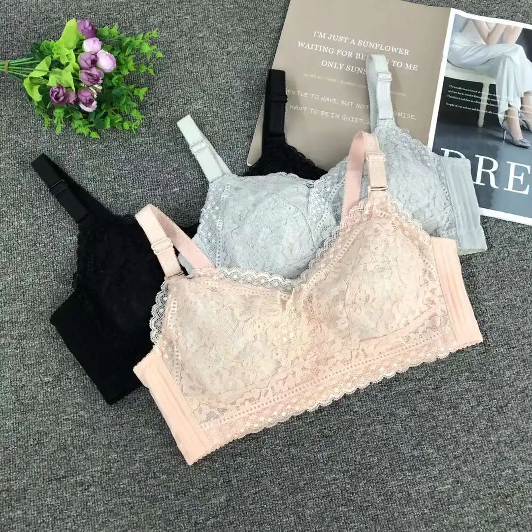 Breathable Thin Latex Underwear Large Size Gathered Bra Full Cup Push Up Big Breast Wireless Adjustable Bras For Women