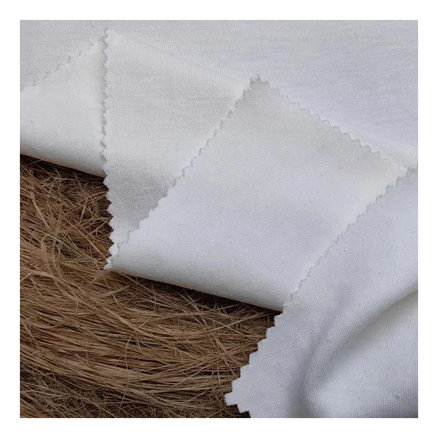 30% Hemp 70% Organic Cotton Knit Double-sided Jersey Fabric 340g Breathable Comfortable Clothing Fabric
