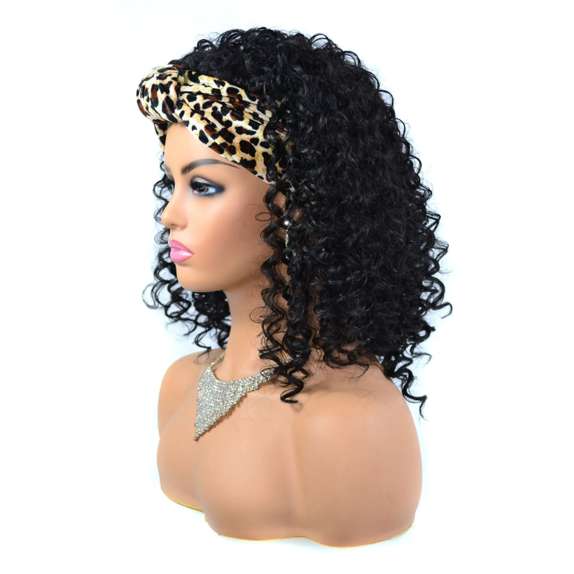 Good Quality Sexy Deep Curly Wigs Medium Length Headband Wigs Human Hair Cheap Prices Pre Pluck Lace Wig