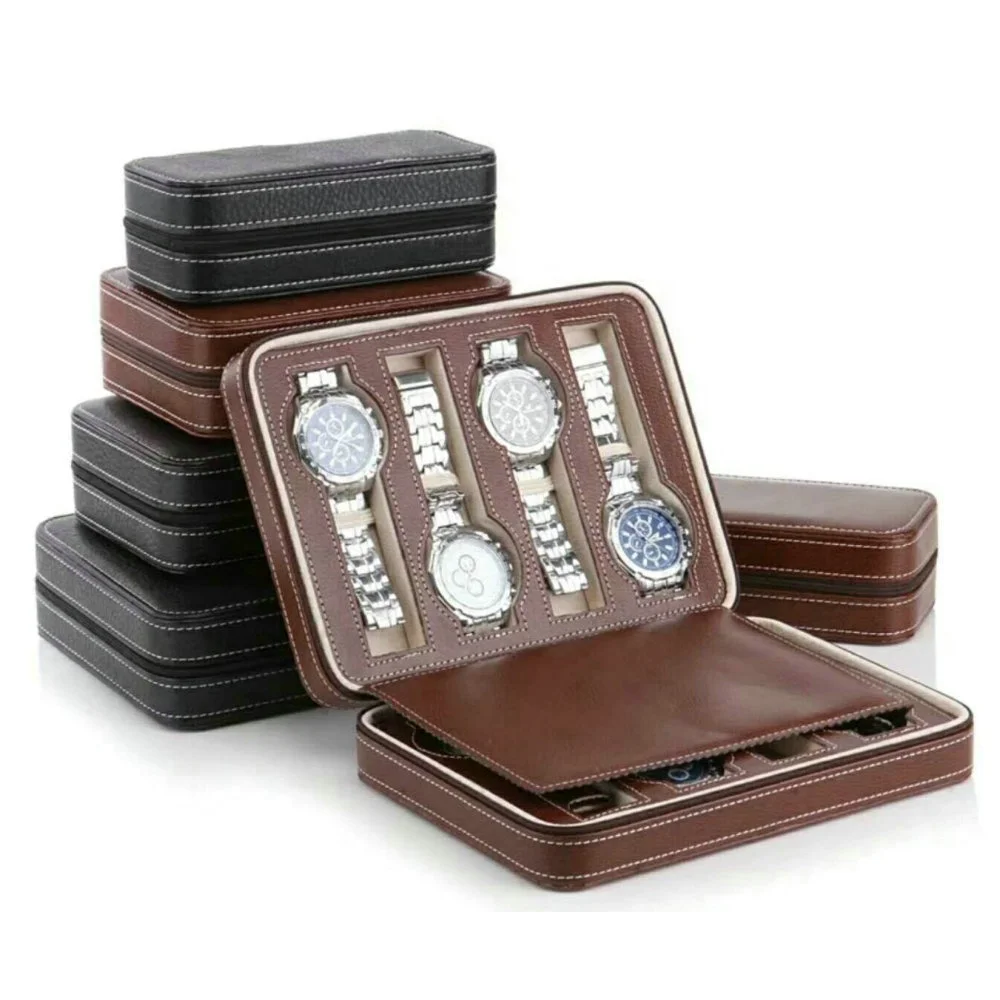 8 slots leather watch zipper case flat watch box pocket watch case watch pouch Manufacturer Winx Foshan,Guangdong,China Supplier