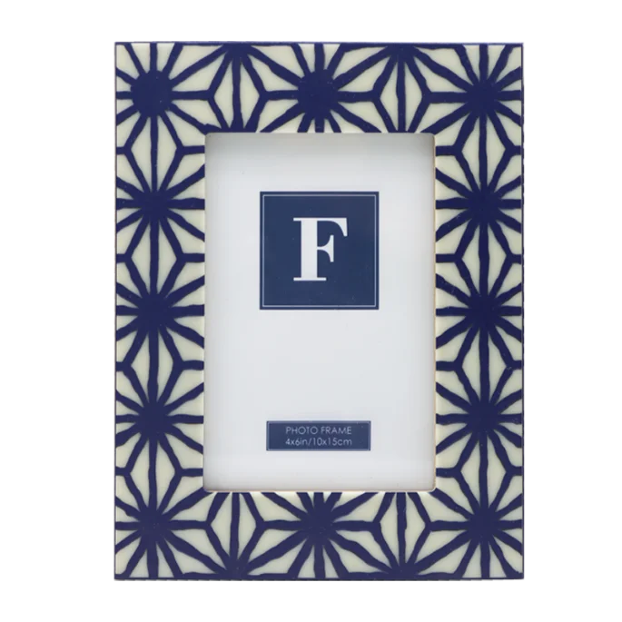 Innovative design bone inlay style white and blue photo picture frame for gift home office decoration